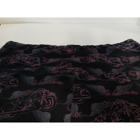 Gemini Design Apparel Leggings Black/Gray Wing With Pink Motorcycles One Size - Picture 14 of 16